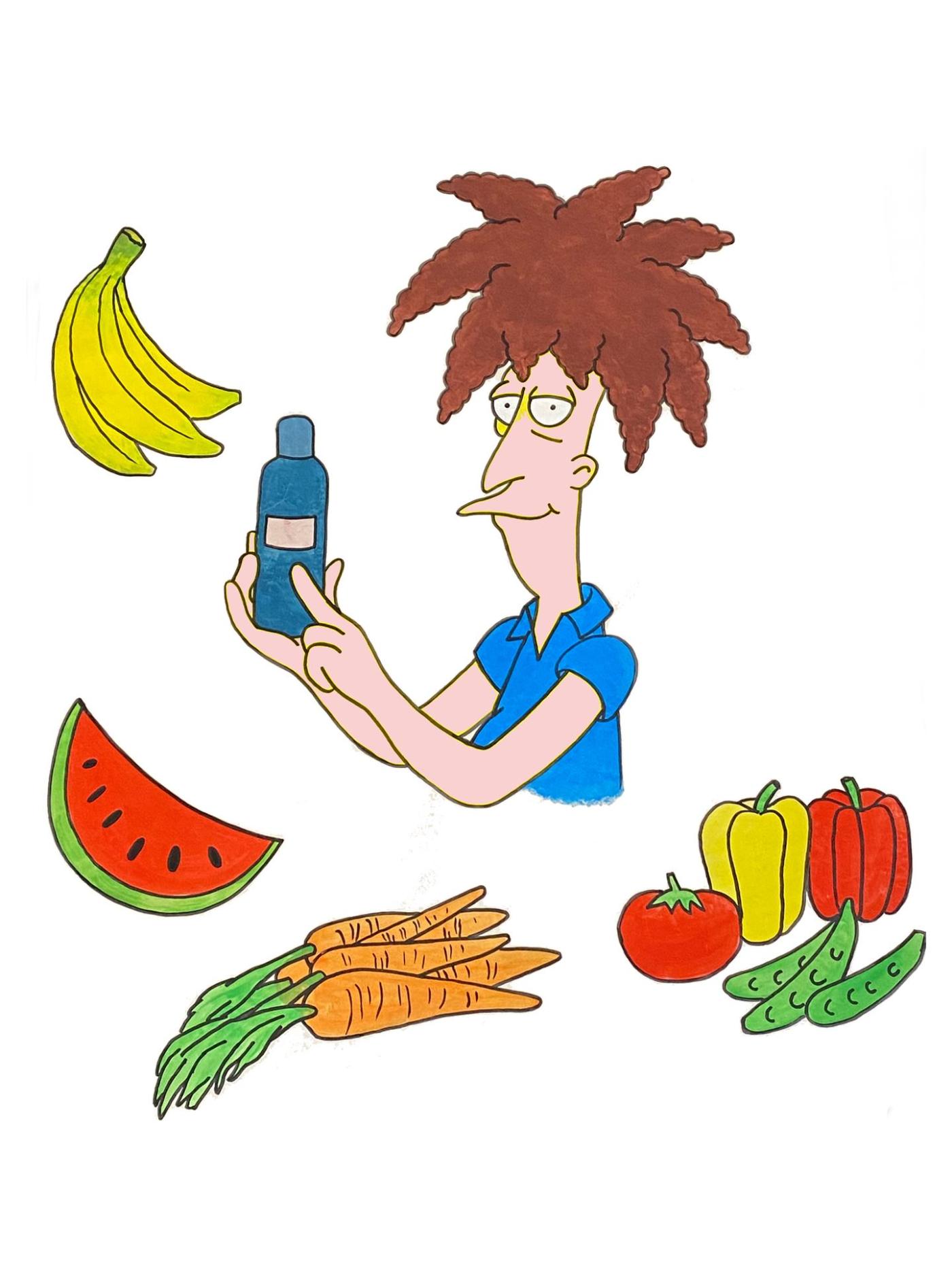 Illustration der Lebensweise von Herrn Blau