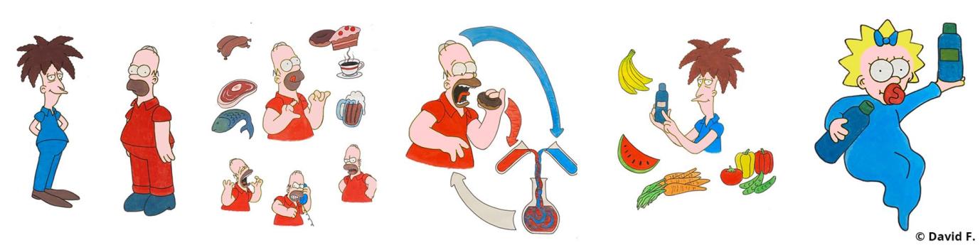 Illustration Zusammenfassung der Geschichte von Herrn Blau und Herrn Rot